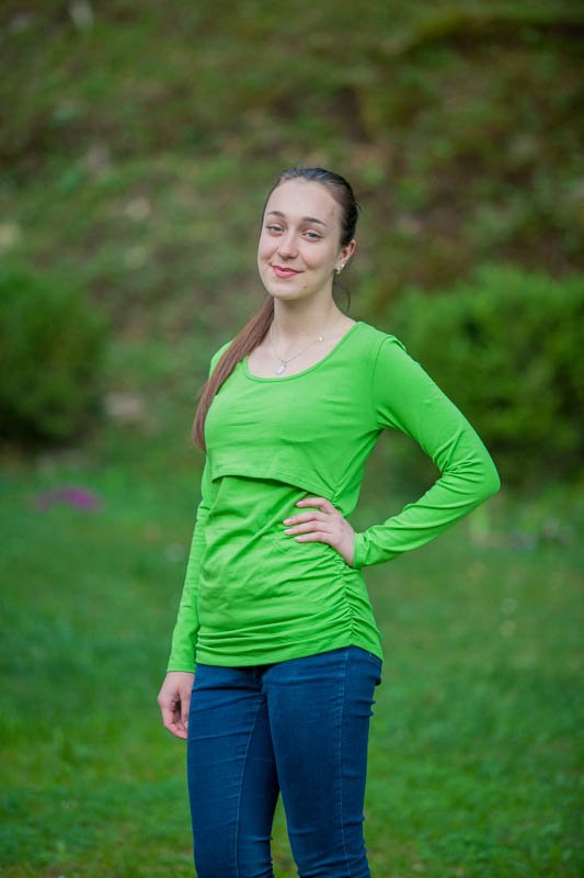 Kojo tričko na dojčenie s dlhým rukávom zelené celé